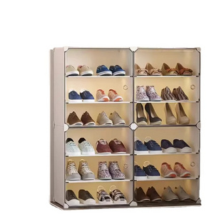 Shoe Storage Cabinet 16 Pairs Free Standing Shoe Racks Plastic Shoes Shelves DIY Cube Organizer for Closet Bedroom