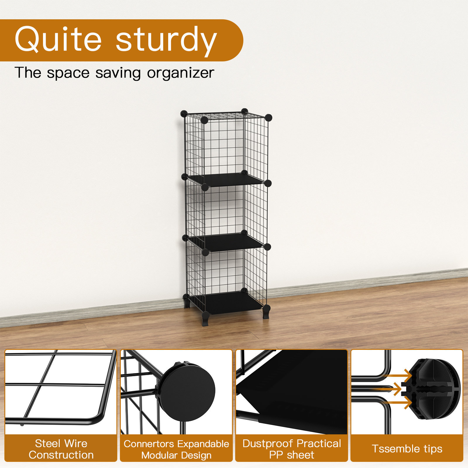 China supplier Wire Cube Storage Organizer 6 Cube Metal Grids Storage Shelf Closet Cabinet DIY Plastic Cube Bookcase