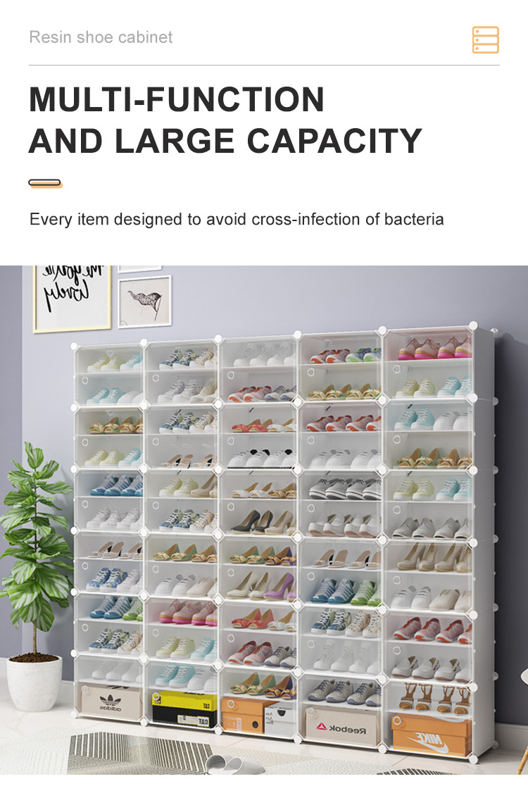 Front-opening  storage transparent shoe rack plastic storage box shoe storage