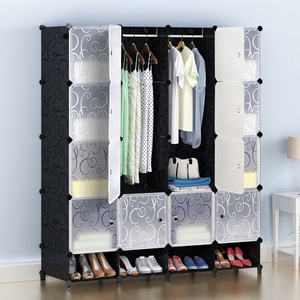 Portable Black Wardrobe Closets 16 Cubes Storage Organizer, Clothes Dresser, Closet Storage Organizer