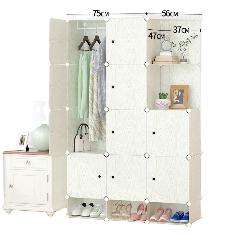 Portable Clothes Closet Modular Plastic Wardrobe Freestanding Storage Organizer