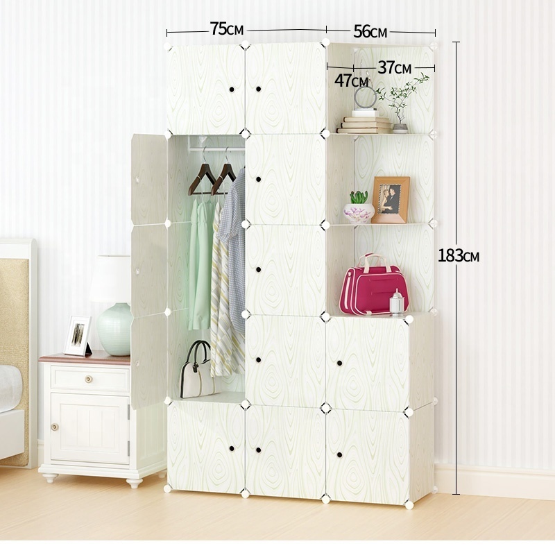 Portable Clothes Closet Modular Plastic Wardrobe Freestanding Storage Organizer