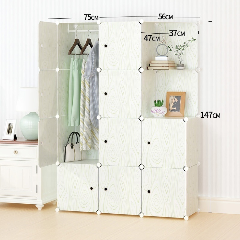 Portable Clothes Closet Modular Plastic Wardrobe Freestanding Storage Organizer