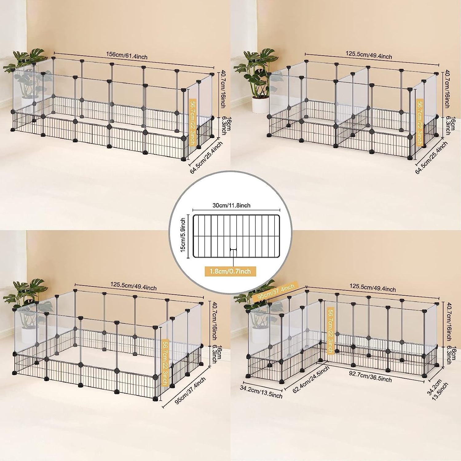 Rabbit Playpen Guinea Pig Cages Hamster Cages Iron Net Bottom Design for Small Animal