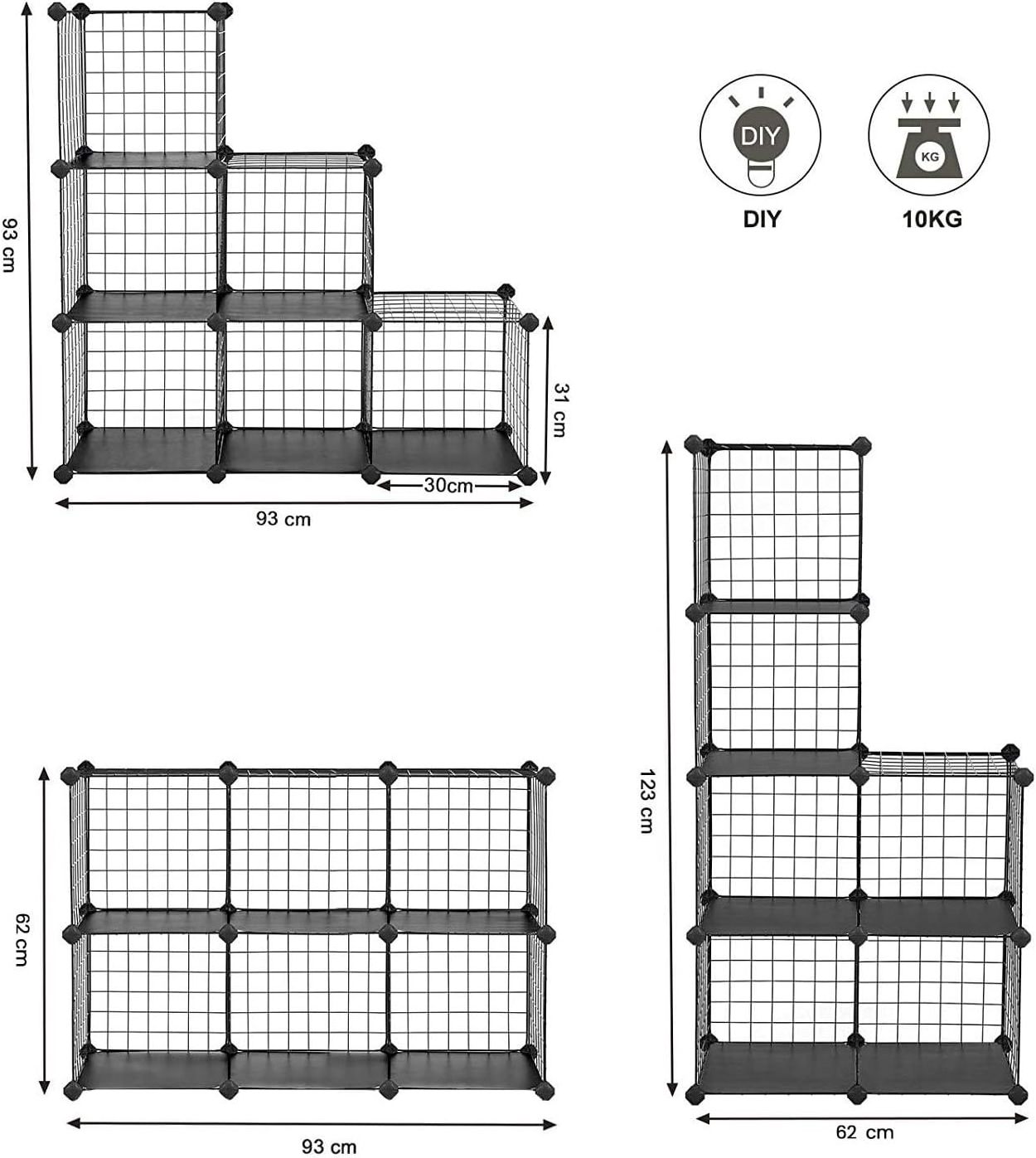 rejilla de metal cubo  para bebe de plstico closet storage organization