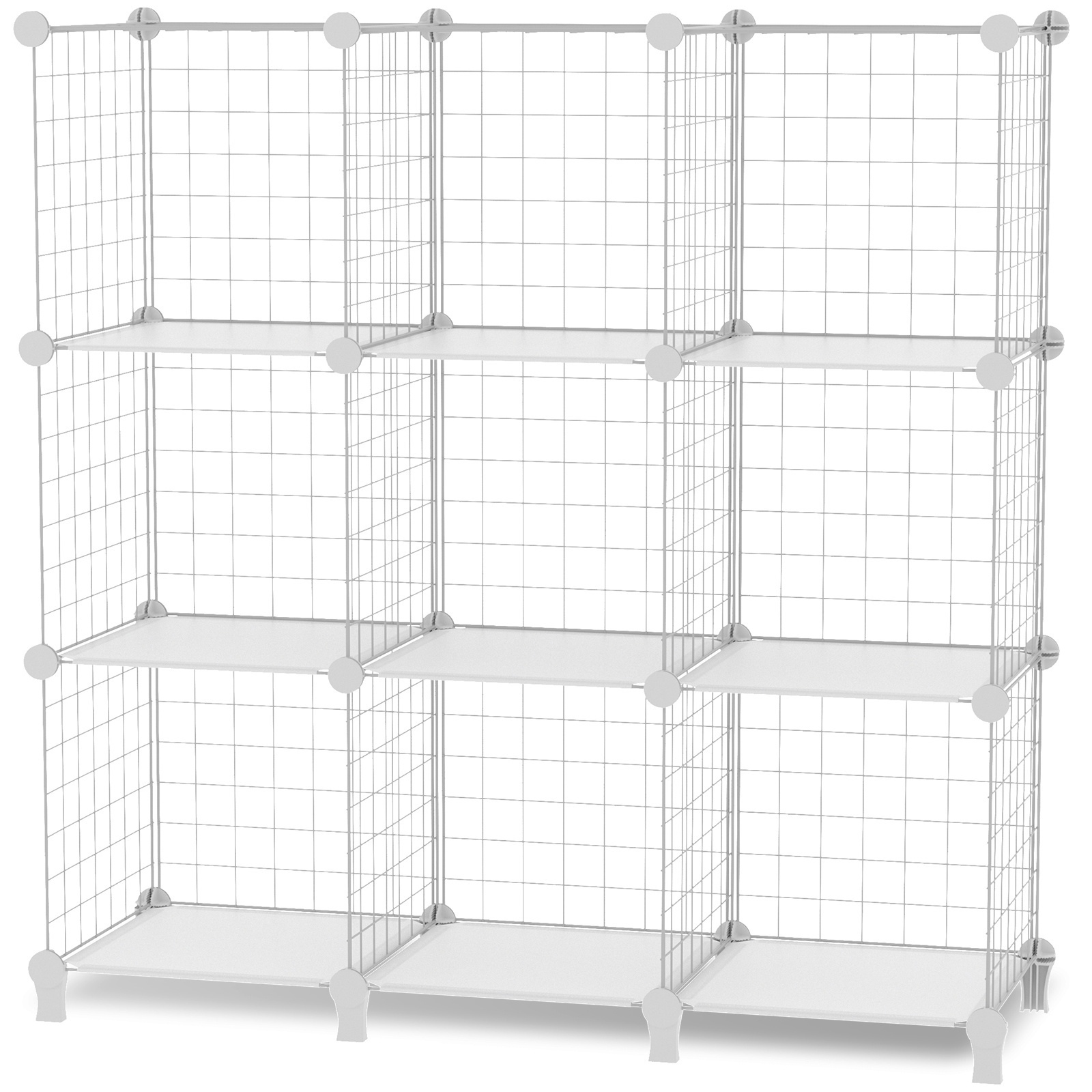 Small Metal Wire 9-Cube White Storage Rack Sundries Shelf DIY