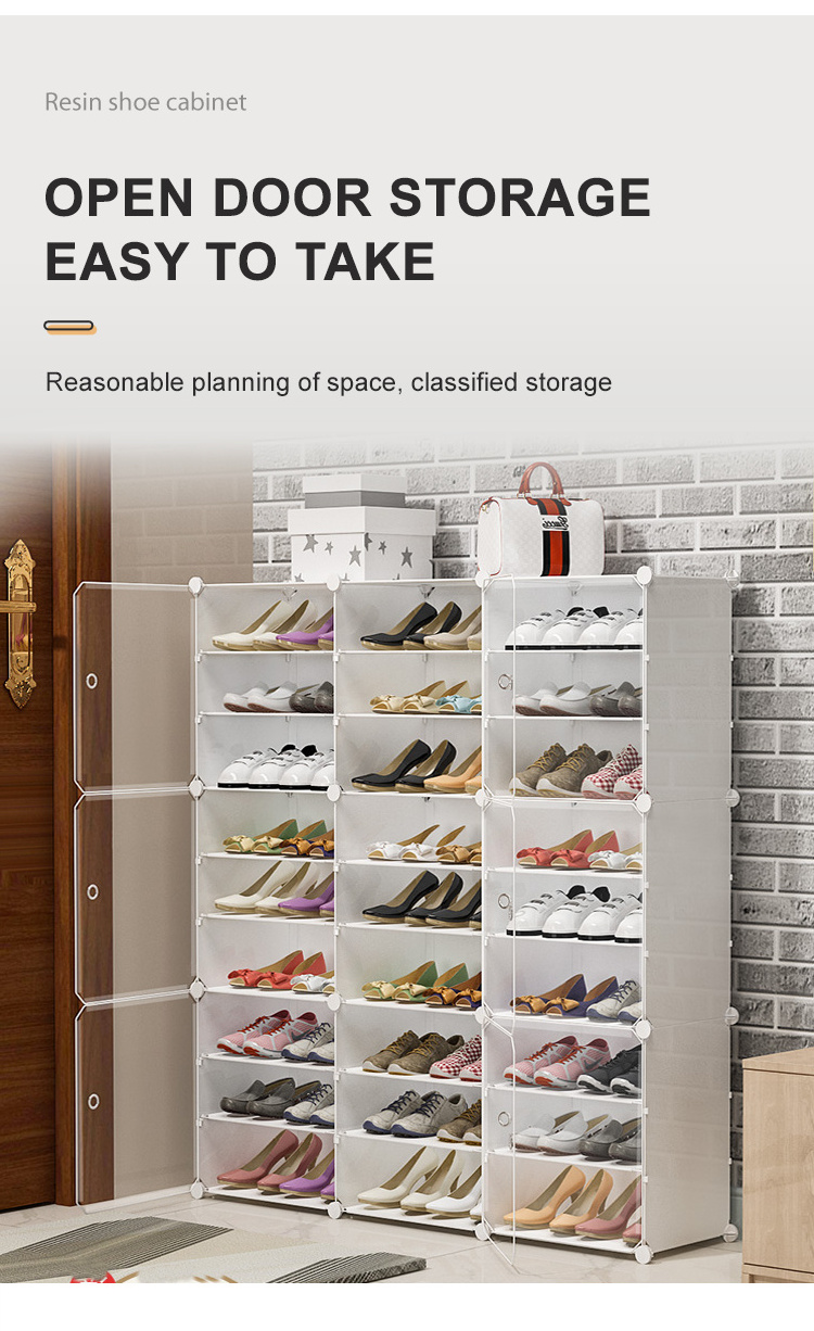 Front-opening  storage transparent shoe rack plastic storage box shoe storage