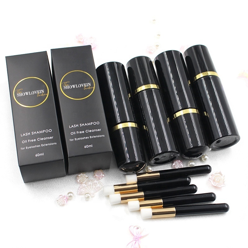 Wholesale 60ml Lash Shampoo Kit Pink Lash Shampoo Bottle Set With Own Logo Eyelash Shampoo