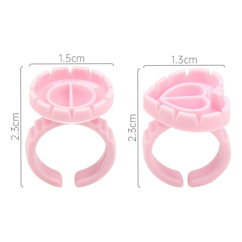 100Pcs Lash Glue Rings Pink Blue Disposable Plastic Eyelash Glue Holder For Eyelash Extension