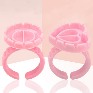 100Pcs Lash Glue Rings Pink Blue Disposable Plastic Eyelash Glue Holder For Eyelash Extension