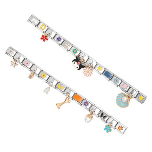 2024 popular stainless steel bracelet italian charms wholesale cute cartoon italian charms bracelet