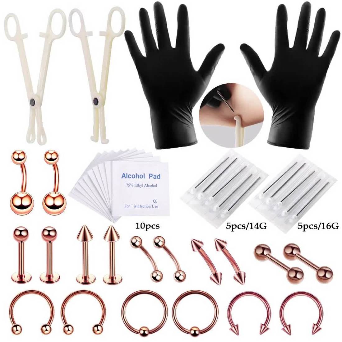 XM20020Tattoo tool disposable needle Piercing Tool Set 42 Pieces Lip Eyebrow Umbilical Ring Body Piercing tool kit