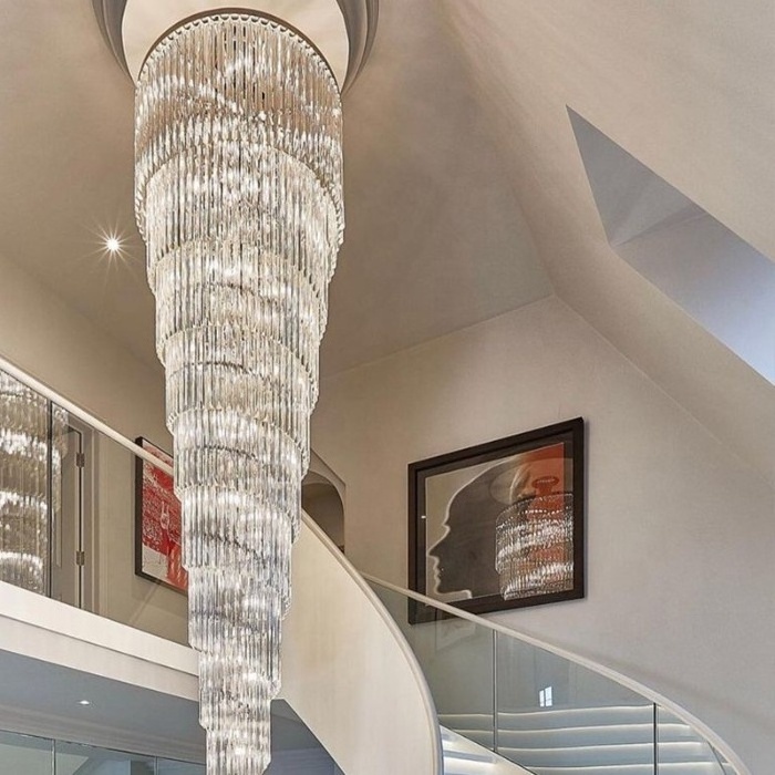 Hotel Home Decorative Modern Staircase Spiral Crystal Chandelier