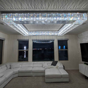 Custom large square ceiling chandelier modern luxury k9 crystal flush mount chandeliers for banquet villa