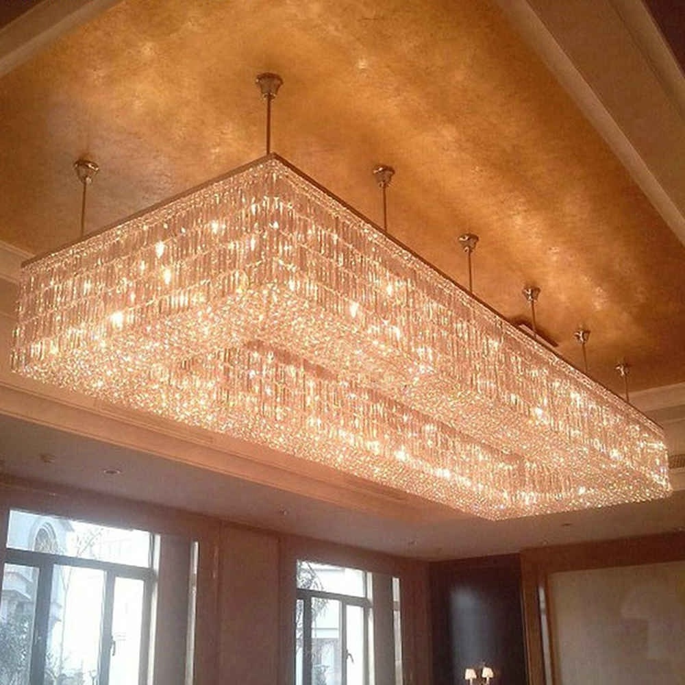 Modern Luxury Hanging Lighting Fixture of Ceiling Rectangular K9 Crystal Chandelier