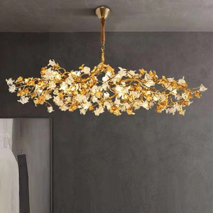 Modern Crystal Gold Chandelier Lighting for Dining Room Foyer Tree Branch Brass Chandelier Hanging Pendant Light Fixture