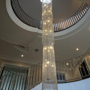 High Ceiling Long Stair Big Chandelier Lighting Fixture Decorative Hotel Lobby Staircase Villa Large Crystal Chandelier Luxury