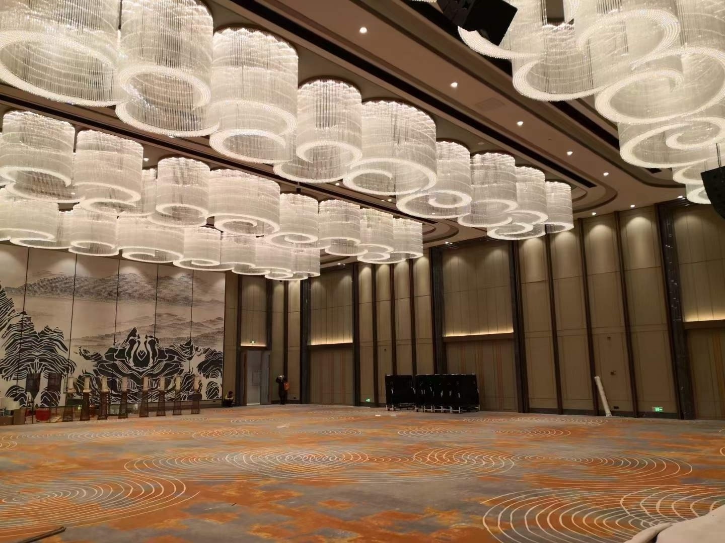 Customized hotel lobby large round chandelier banquet hall flush mount k9 crystal chandelier