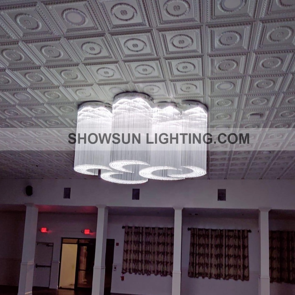 Customized hotel lobby large round chandelier banquet hall flush mount k9 crystal chandelier