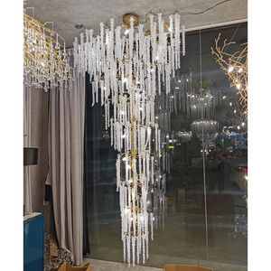 Modern Hotel Large Tree Branch Chandelier Glass Hanging Light Long Chandelier for High Ceiling