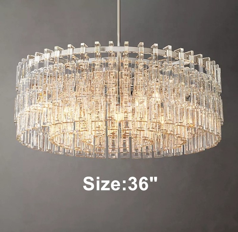 Living Room Round Modern Lighting Fixture Golden Chandelier Brass K9 Crystal Glass Chandelier