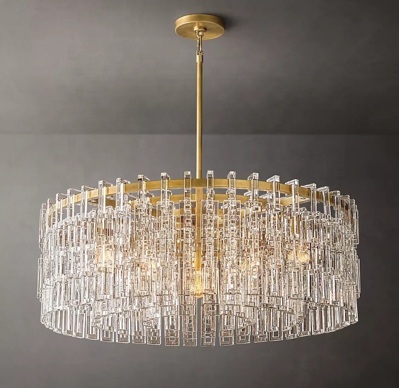 Living Room Round Modern Lighting Fixture Golden Chandelier Brass K9 Crystal Glass Chandelier