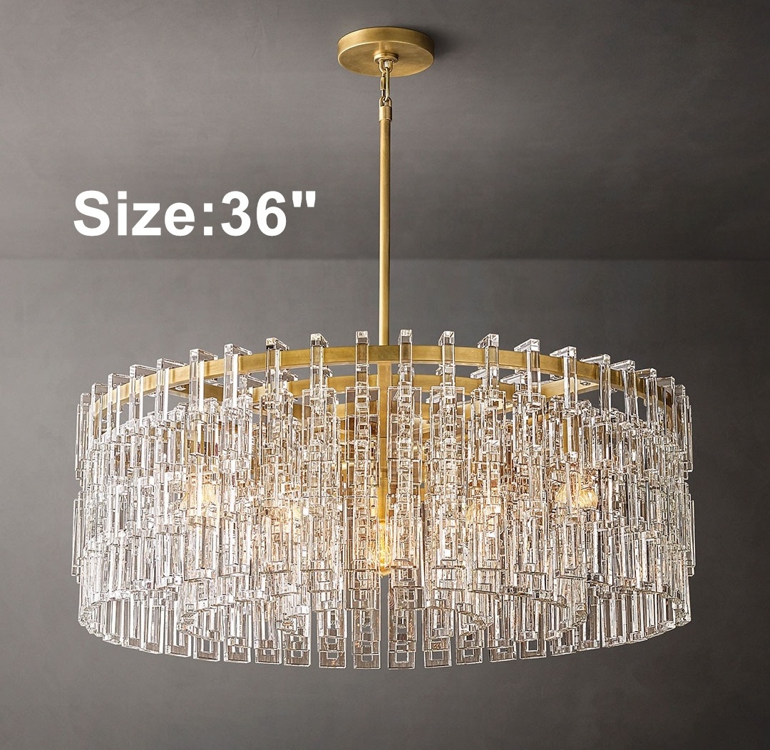 Living Room Round Modern Lighting Fixture Golden Chandelier Brass K9 Crystal Glass Chandelier