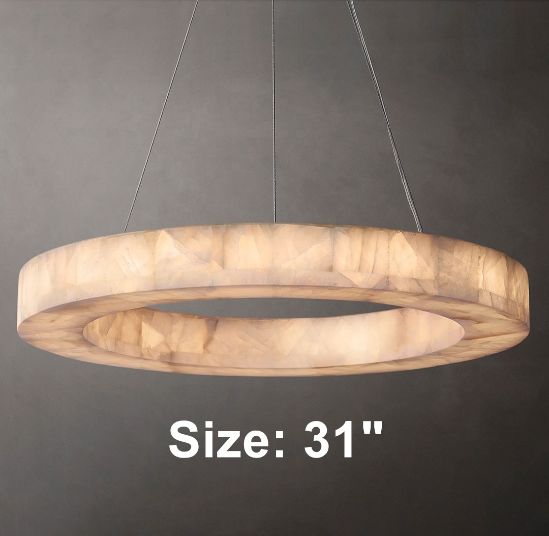 Restaurant Living Room Luxury Alabaster Round Modern Chandelier Pendant Light