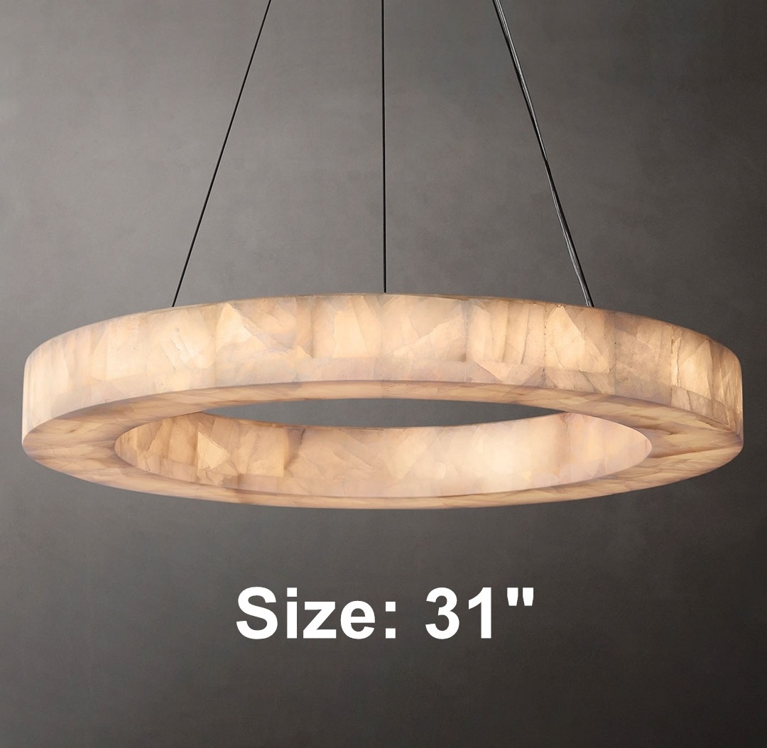 Restaurant Living Room Luxury Alabaster Round Modern Chandelier Pendant Light