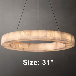 Restaurant Living Room Luxury Alabaster Round Modern Chandelier Pendant Light