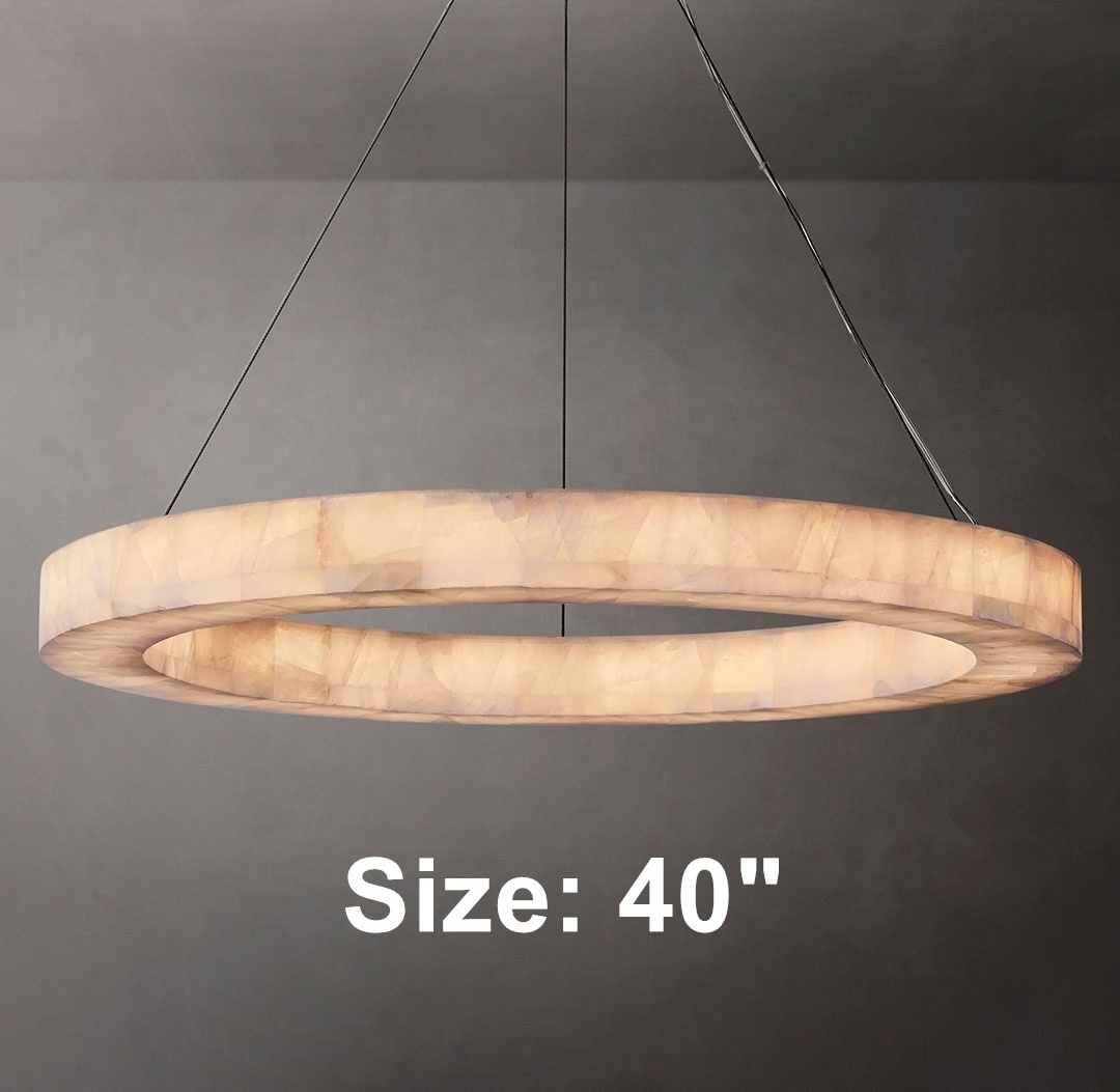 Restaurant Living Room Luxury Alabaster Round Modern Chandelier Pendant Light