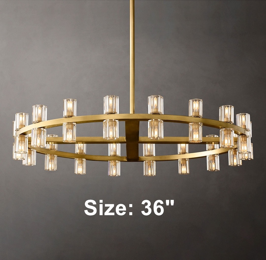 Indoor Decorative Modern Living Room Hotel Luxury Brass Crystal Two Tier Round Chandelier Lights