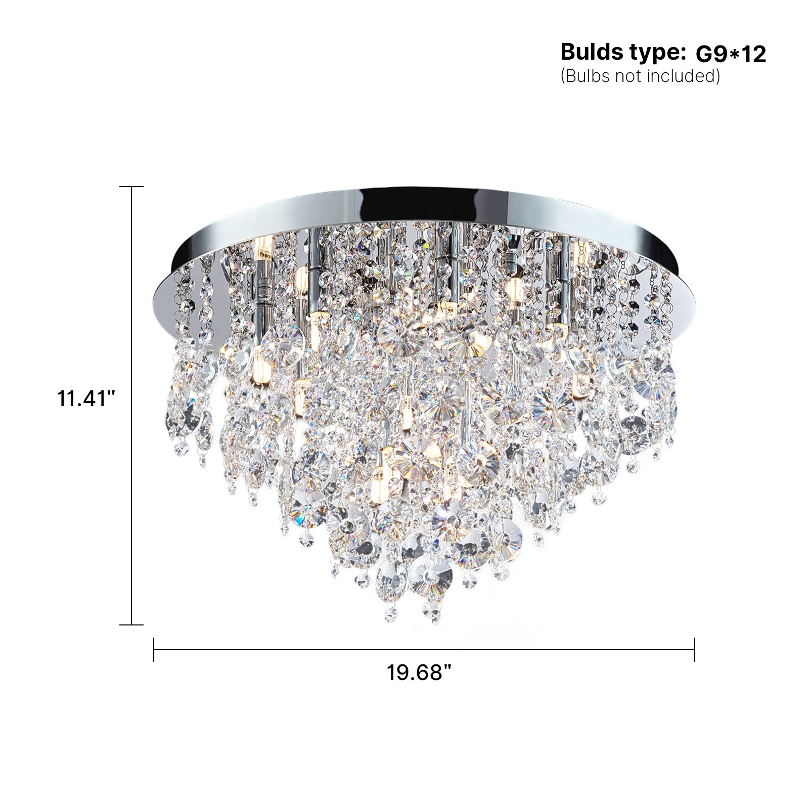 Modern indoor home lighting crystal flush mount chandelier led ceiling light fixtures round ceiling lamp for living room