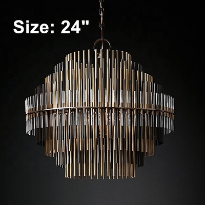 Modern Glass Luxury Chandelier Living Room Dining Room Metal Tube Pendant Lamp