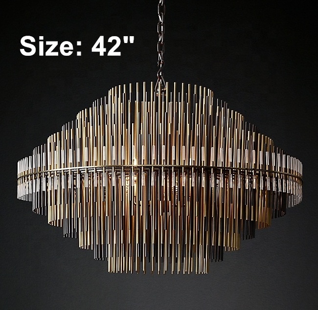 Modern Glass Luxury Chandelier Living Room Dining Room Metal Tube Pendant Lamp