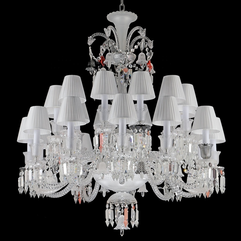 Hotel staircase decoration modern luxury chandelier chrome 24 arms glass k9 crystal pendant light