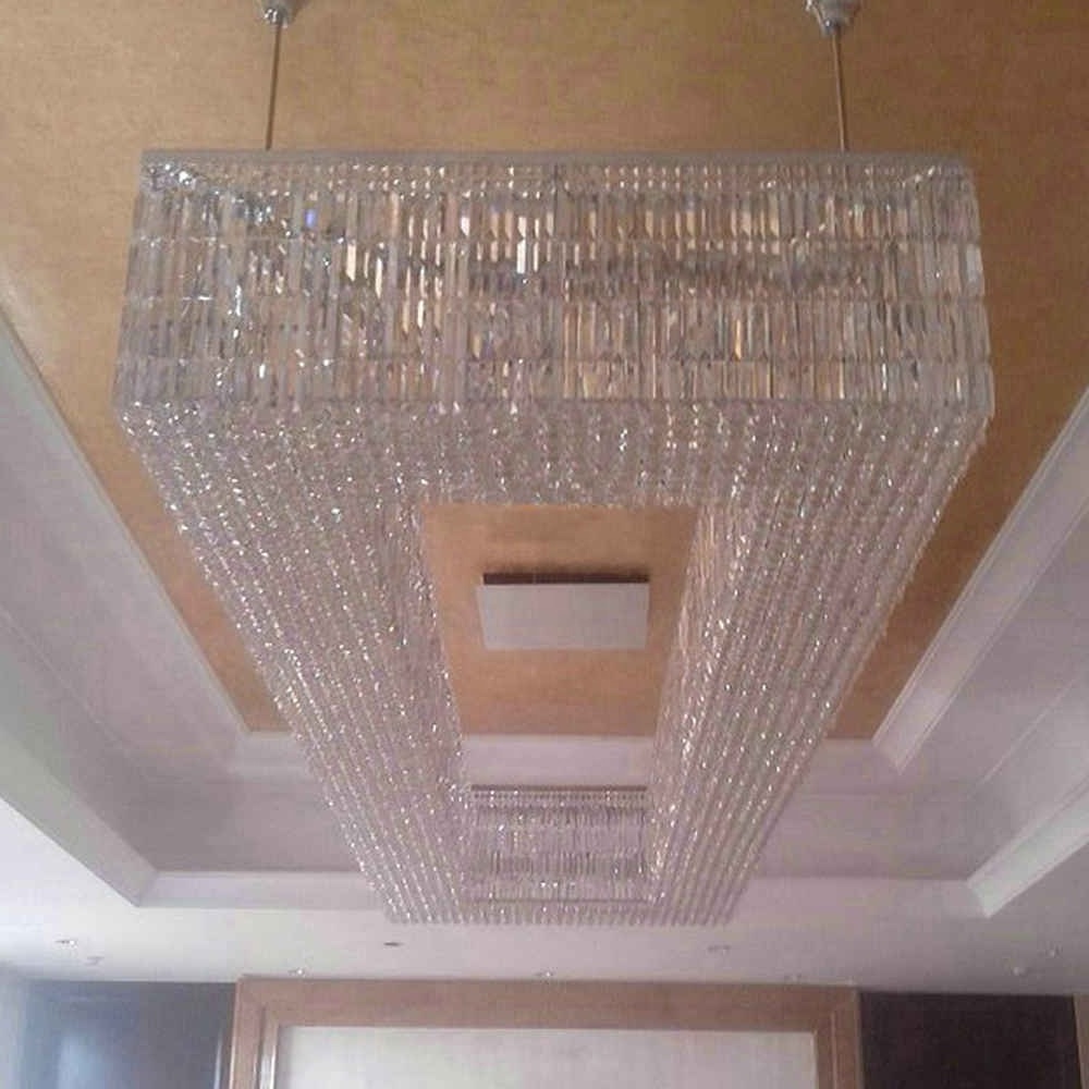 Modern Luxury Hanging Lighting Fixture of Ceiling Rectangular K9 Crystal Chandelier