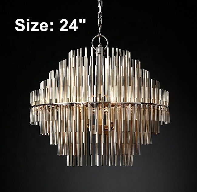 Modern Glass Luxury Chandelier Living Room Dining Room Metal Tube Pendant Lamp