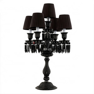 Modern style black fabric shade K9 crystal glass desk table lamp for living room bedroom bedside