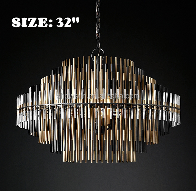 Modern Glass Luxury Chandelier Living Room Dining Room Metal Tube Pendant Lamp