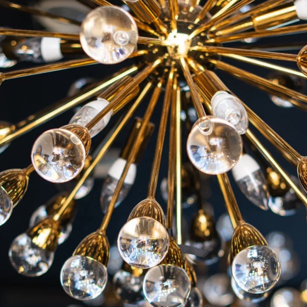 Gold LED Sputnik Chandeliers Modern Design Glass Ball Pendant Lighting for Dining Room Living Room