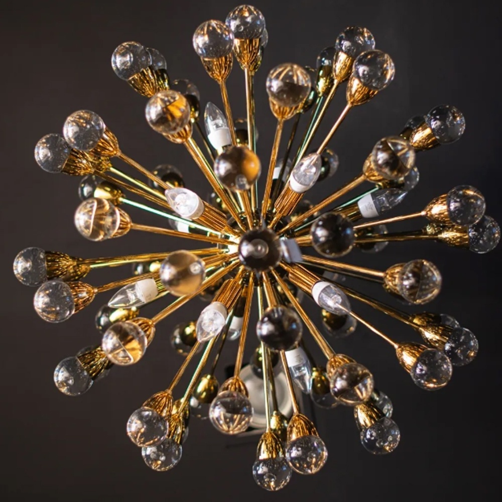 Gold LED Sputnik Chandeliers Modern Design Glass Ball Pendant Lighting for Dining Room Living Room