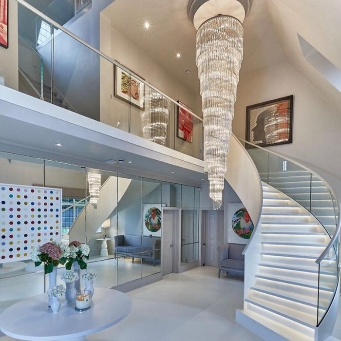 Hotel Home Decorative Modern Staircase Spiral Crystal Chandelier