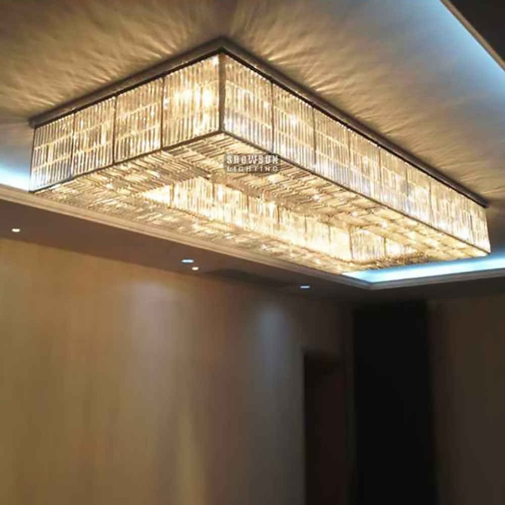 Modern Luxury Hanging Lighting Fixture of Ceiling Rectangular K9 Crystal Chandelier