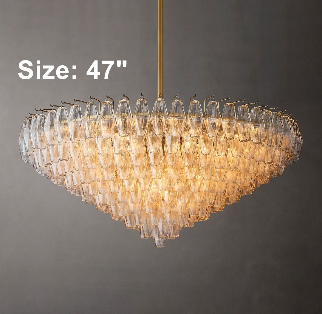 Modern Glass Chandelier Indoor Light Home Round Gold Hanging Chandelier Pendant Light For Living Room