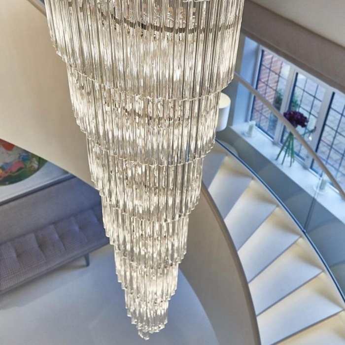 Hotel Home Decorative Modern Staircase Spiral Crystal Chandelier