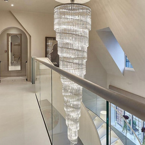 Hotel Home Decorative Modern Staircase Spiral Crystal Chandelier