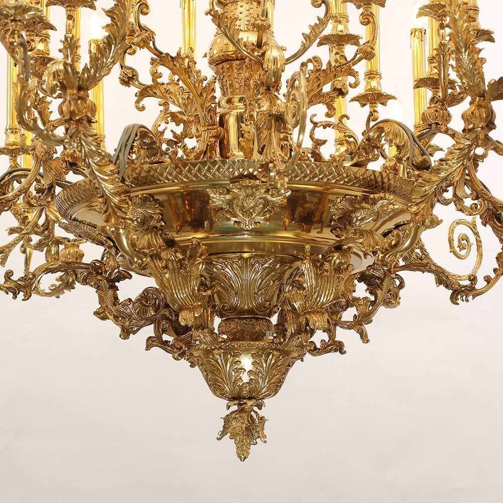 French Mid Century Large Chandeliers Luxury Classical Foyer Pendant Light Antique Brass Chandelier