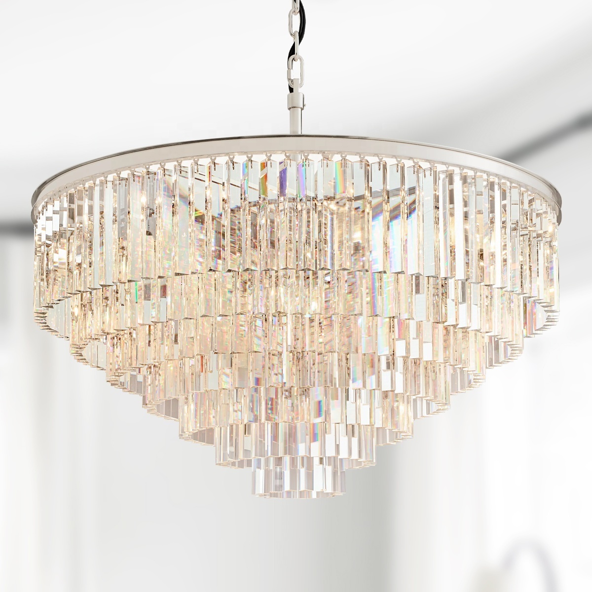 Modern American Crystal Glass Rod Pendants Chandelier Lighting Fixture For Living Room Dining Room Kitchen Island Foyer Lobby