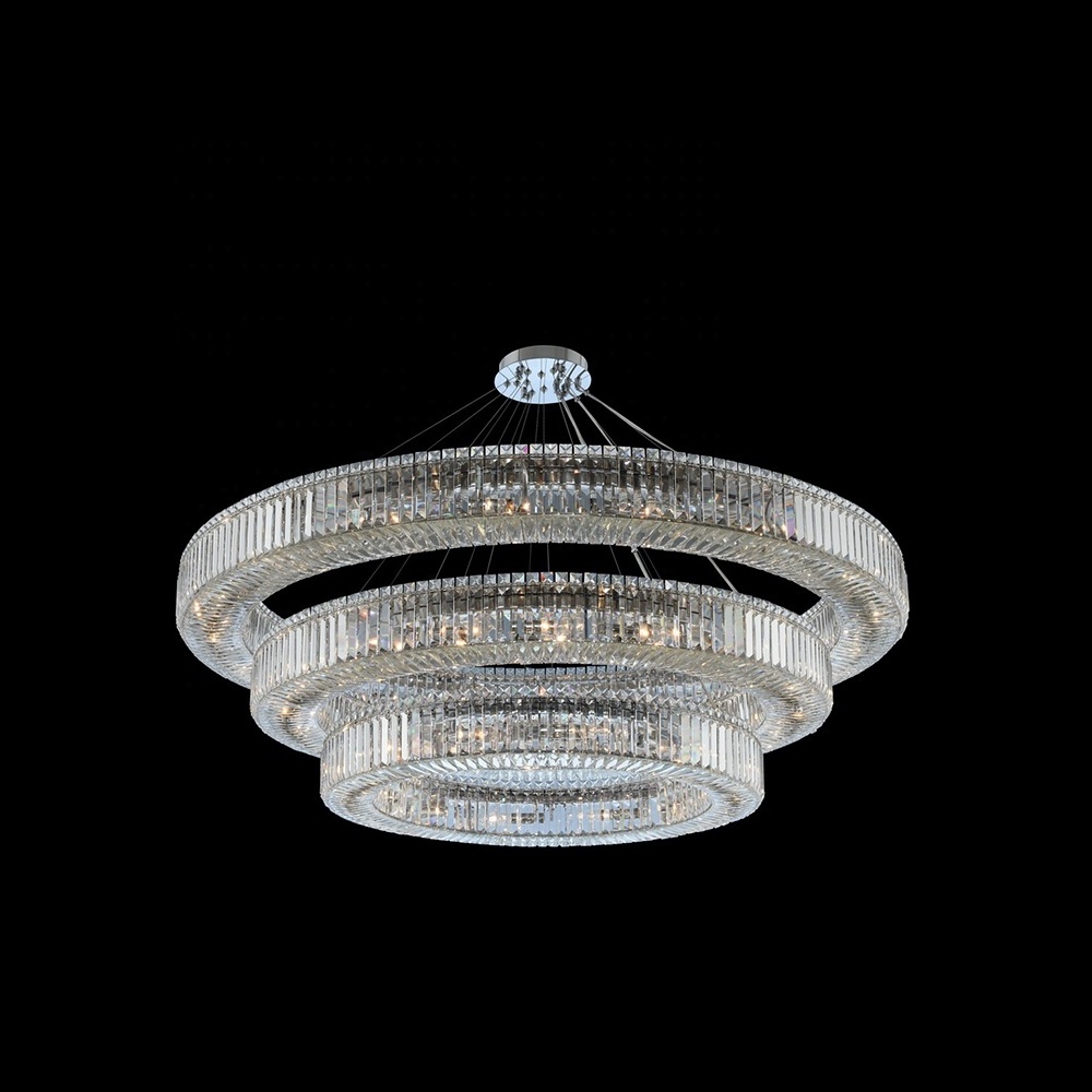 Wedding hall large crystal LED chandelier round pendant light for banquet